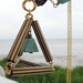 gold pyramid necklace with turquoise arrows, extra long