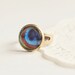 Peacock feather tiny ring - Boho jewelry - Natural history - Blue, cyan, green, harlequin - Free Worldwide Shipping - Gift for her under 20