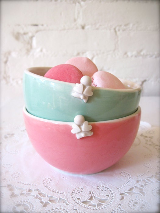 Turquoise Green Happy Angel Bowl