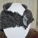 Neck Wrap Scarflette Dark Gray Heather 100% Shetland Wool Hand Knit Self-fringe