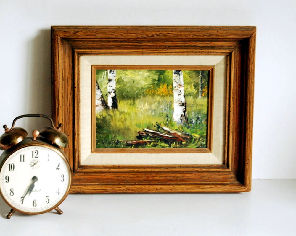 Vintage Landscape Oil Painting Impressionist Woodland Framed Art by Mary Genser