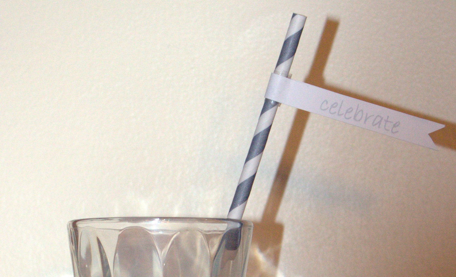 Vintage Gray and White Striped Straws with Free Printable Straw Flags - Paper Party Straws