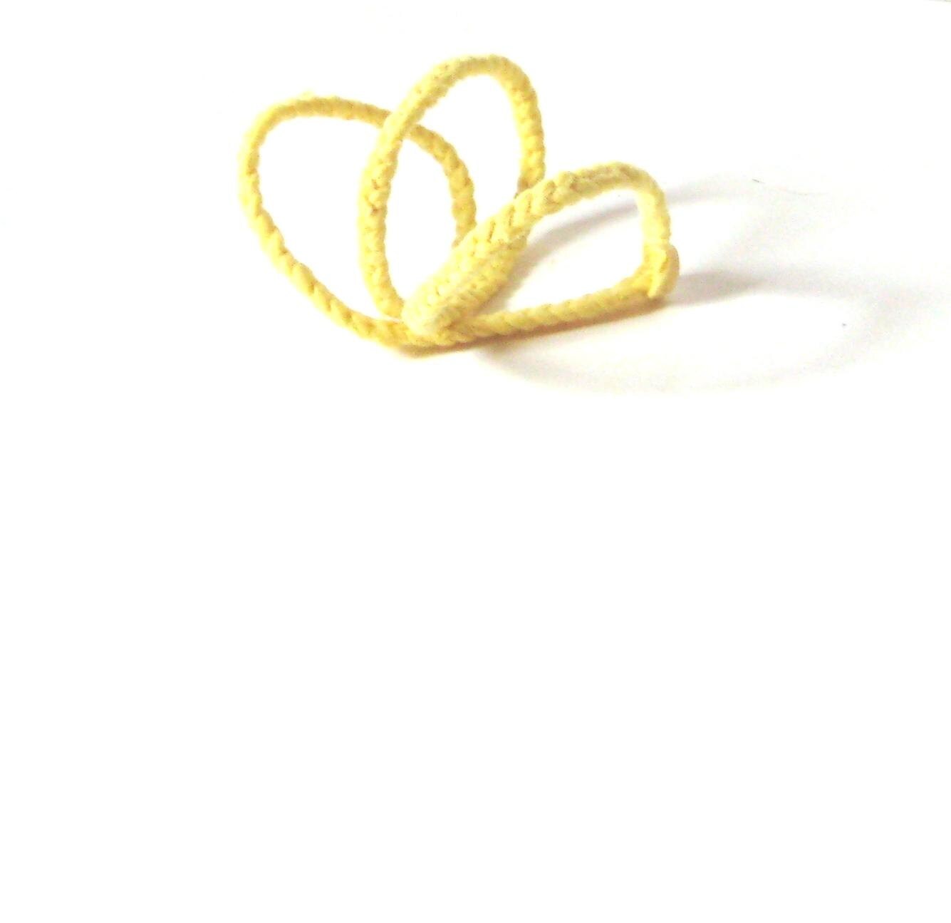 Braided Bracelet in bright yellow fabric with button closure. Braided T Bracelet Ready to Ship