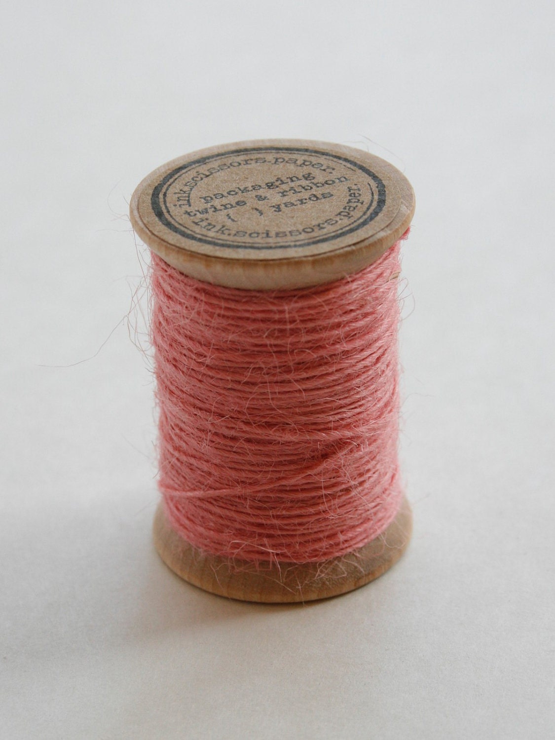 Burlap Twine - 30 Yards on Wooden Spool - Blossom Pink Color Jute