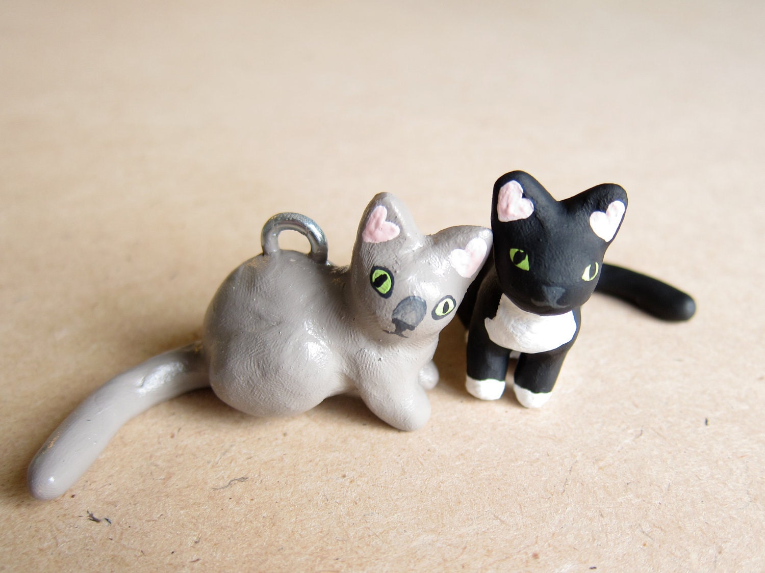Custom pet ornament - set of 2 - cat dog bird hamster - handmade sculpture figurine - cute unique charming