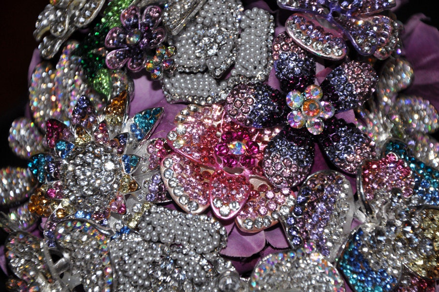 Colored Crystal bouquet of brooches deposit