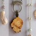 wood metal tribal necklace pendant. charm. long brass chain. boho handcrafted jewelry