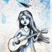 Paper Airplane Song ORIGINAL 5x7 mixed media illustration