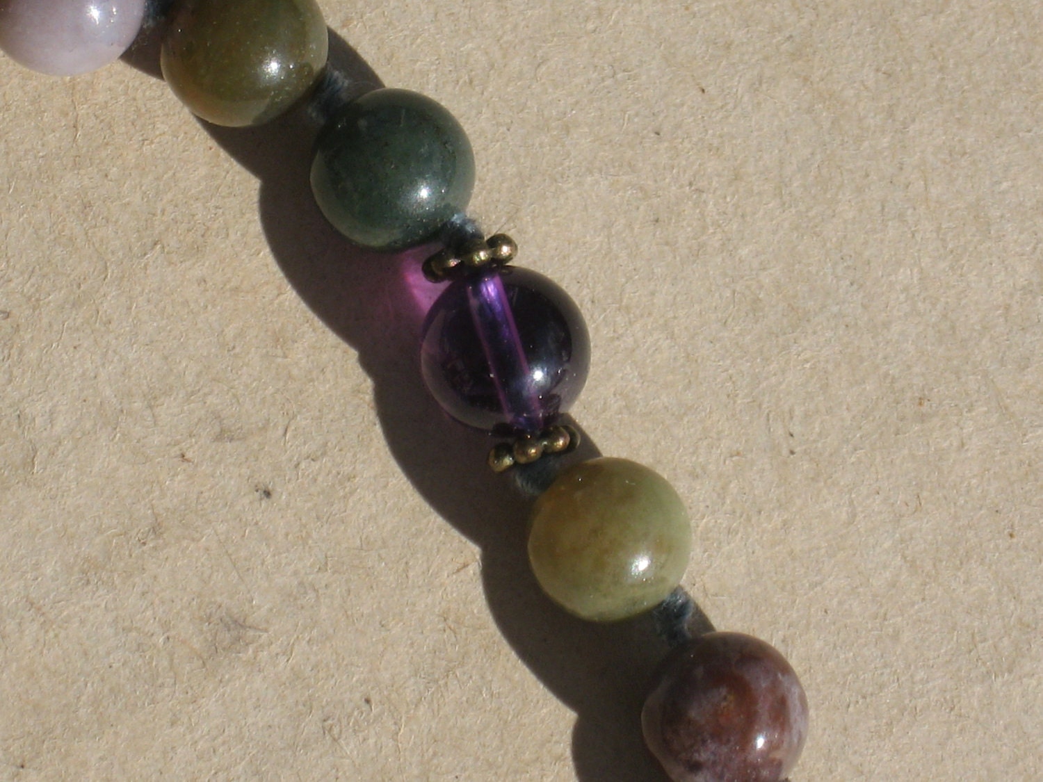 BUDDHIST HAND  MALA, 27  beads, prayer beads, fancy jasper, hand knotted, ooak, free shipping,