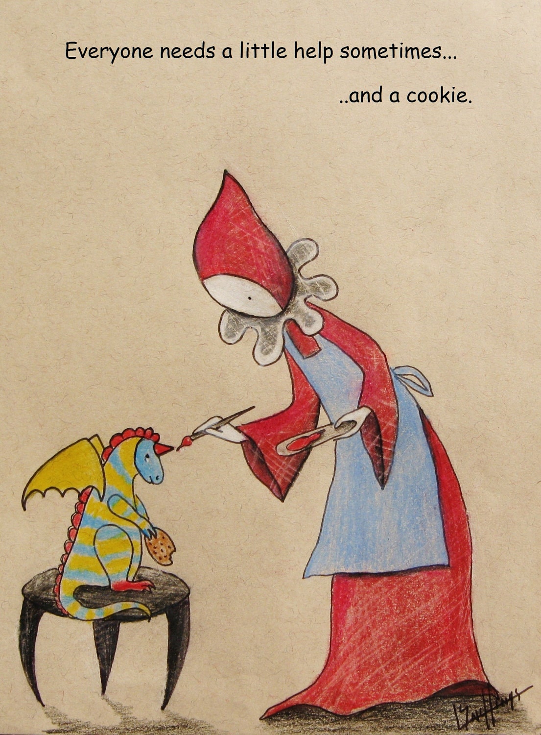Poppet and Dragon Print