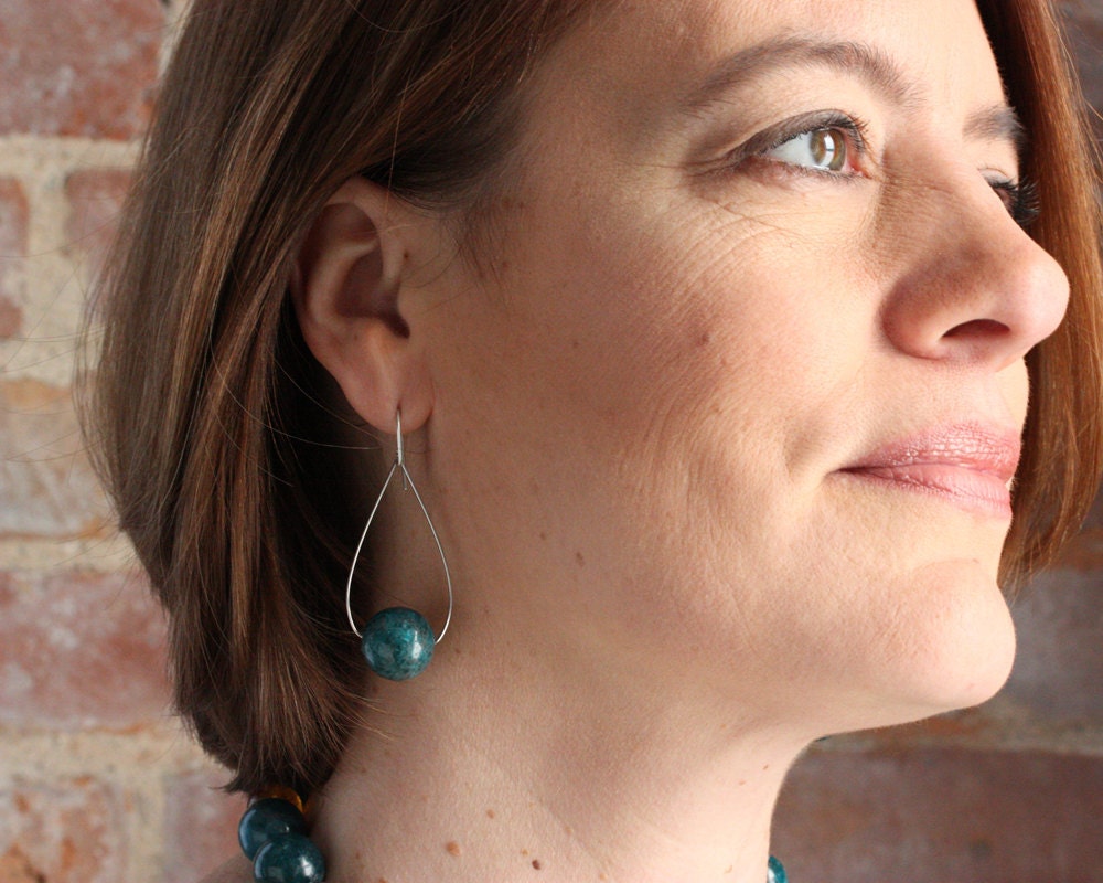 dark apatite globes . earrings
