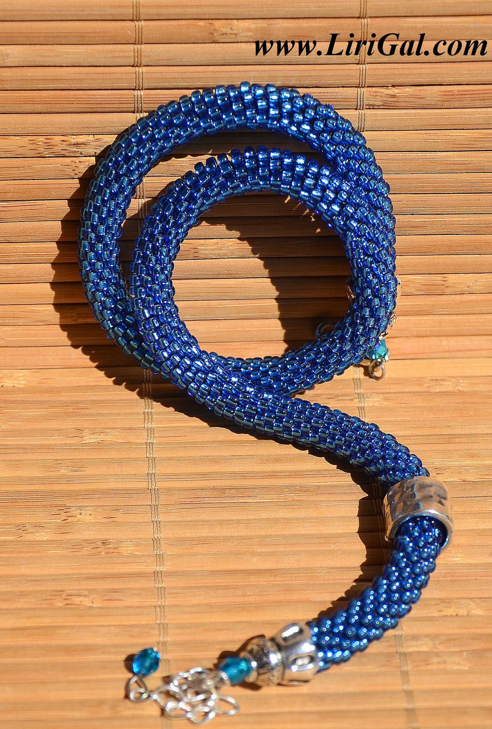 Blue  Beads Crochet Choker