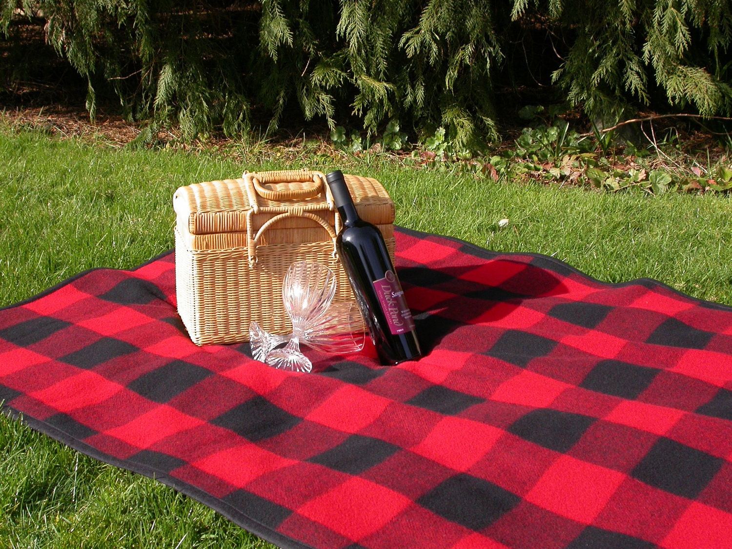 Pendleton Wool Blanket - classic red and black buffalo check picnic blanket - Lumberman - Large Throw 64" x 44"