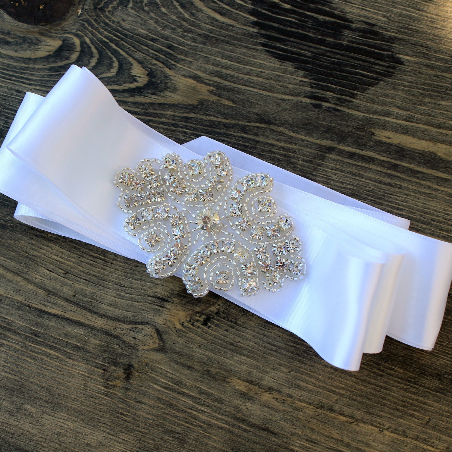 Bridal Sash with Rhinestone Applique ...Doubles as a Headband