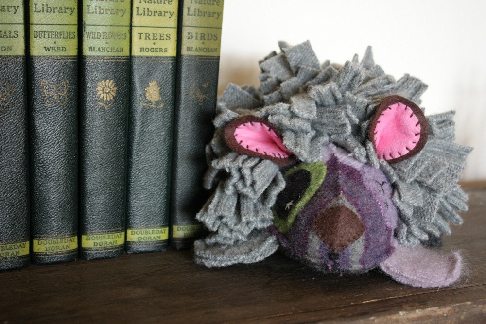 hedgehog stuffed animal plush, handmade, upcycled