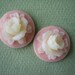 2PCS - Rose Flower Cabochons - Resin - Ivory on Pale Pink - 18mm - Cabochons by ZARDENIA