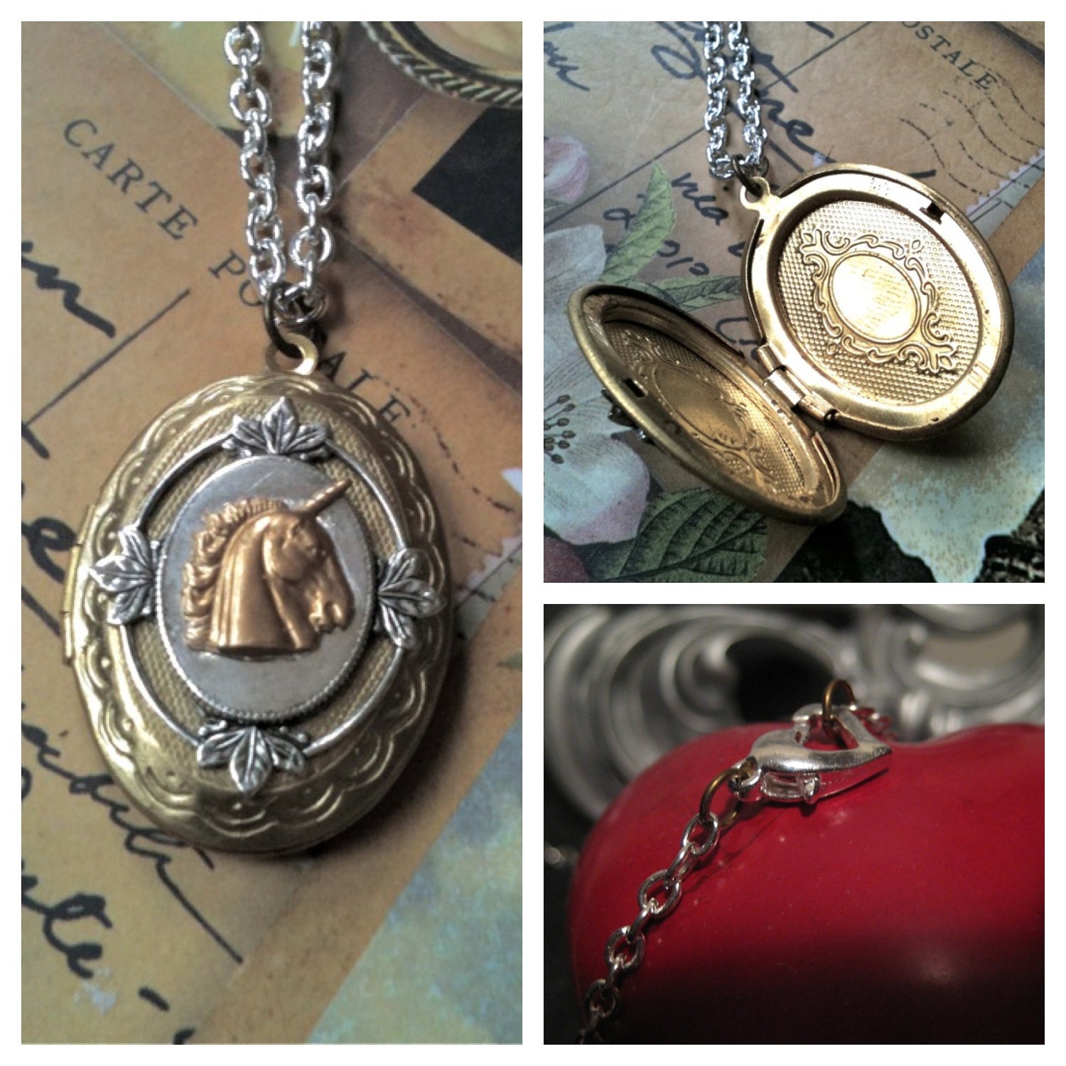 victorian unicorn locket