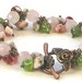 Gemstone Beaded Bracelet Pink Rose Quartz Green Peridot Spring Summer Fashion Jewelry