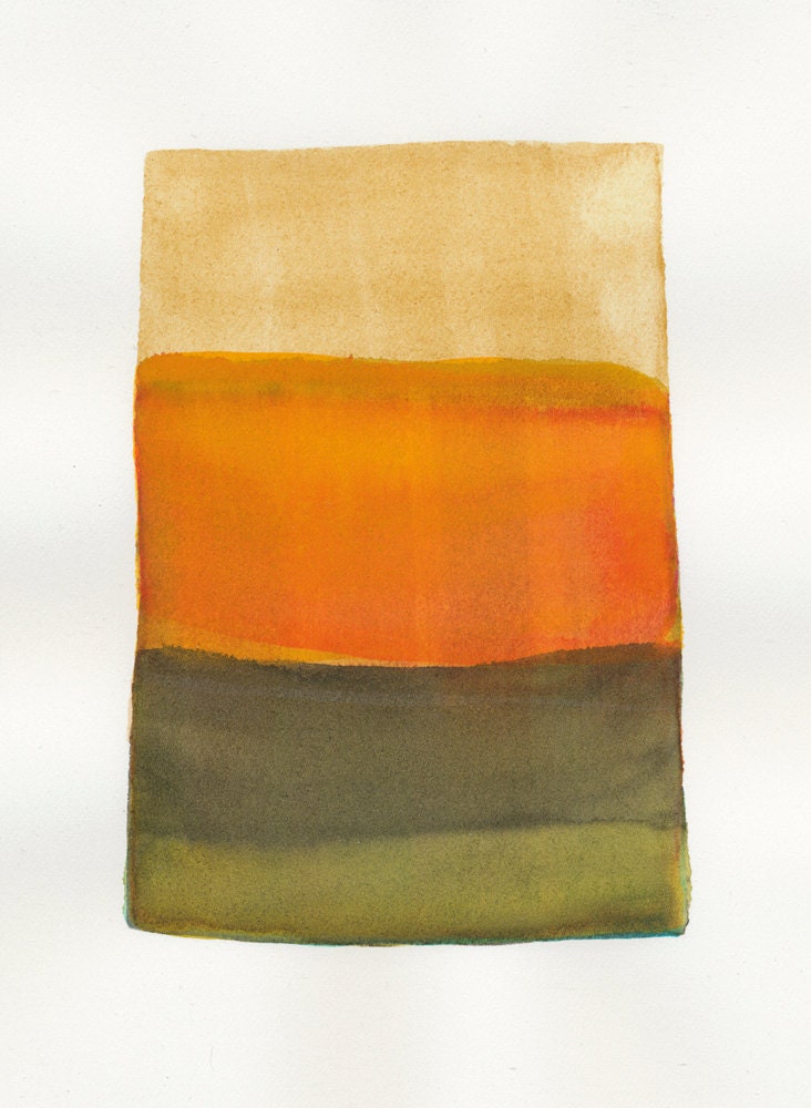 small orange and earth colorblock original watercolor