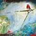 Spring time chorus...  Original Mixed Media Painting on Boxed Canvas 24" x 18" by Jane Hinchliffe