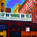 Chicago El Train-  Giclée  on Wood by Artist Char Swift