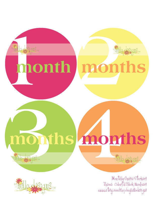 Monthly Onesie Sticker (Girl): Solid Colorful Circles