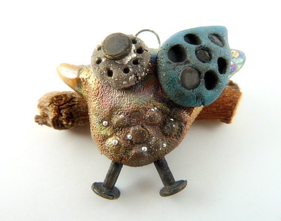 Raku Bird Ceramic Pendant Raku Jewelry Supplies Handmade by MAKUstudio