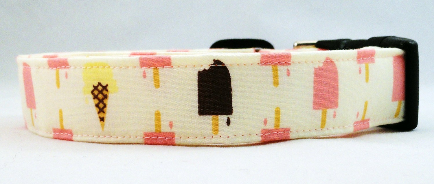 Pink Strawberry and Chocolate Popsicle Treats with Ice Cream Cones Dog Collar