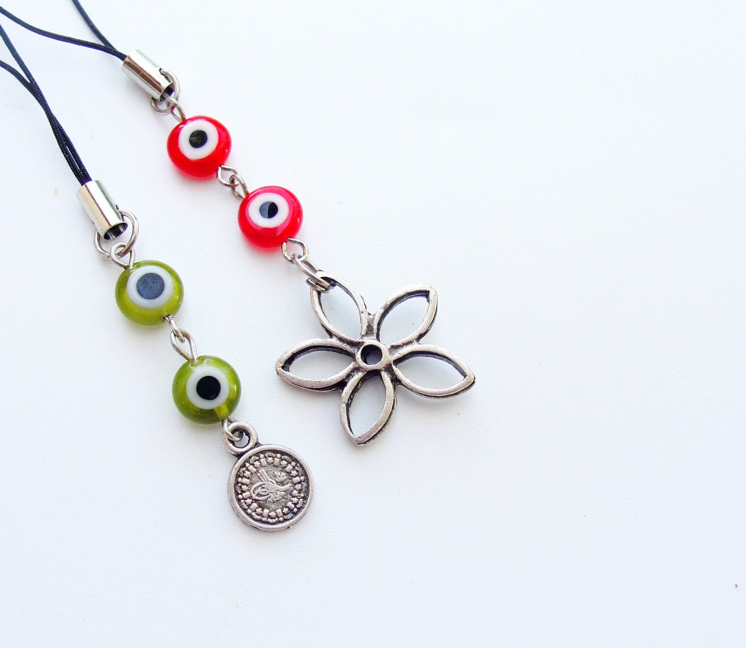 2 Cute Cell Phone Charms Evil Eye
