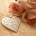 Bride Bridesmaid Bouquet Charm - Ivory Heart - handmade wedding accessories - custom colors available