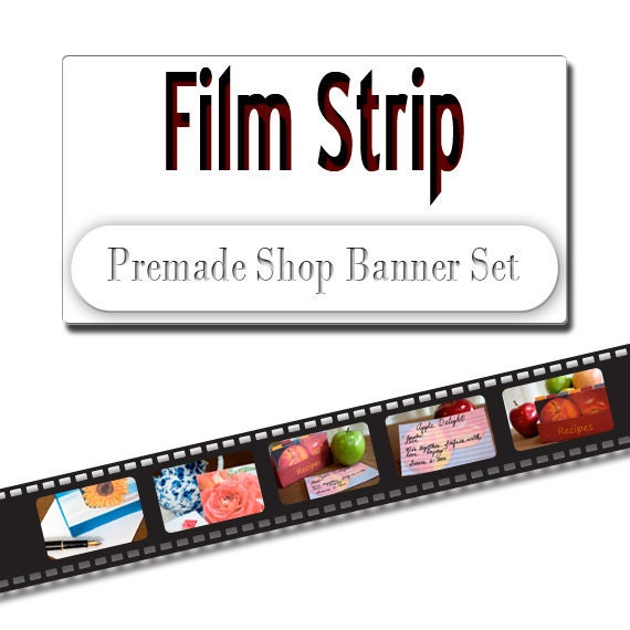 Etsy Shop Banner Set With Avatars and  Graphics  - Customized Premade  - Film Strip