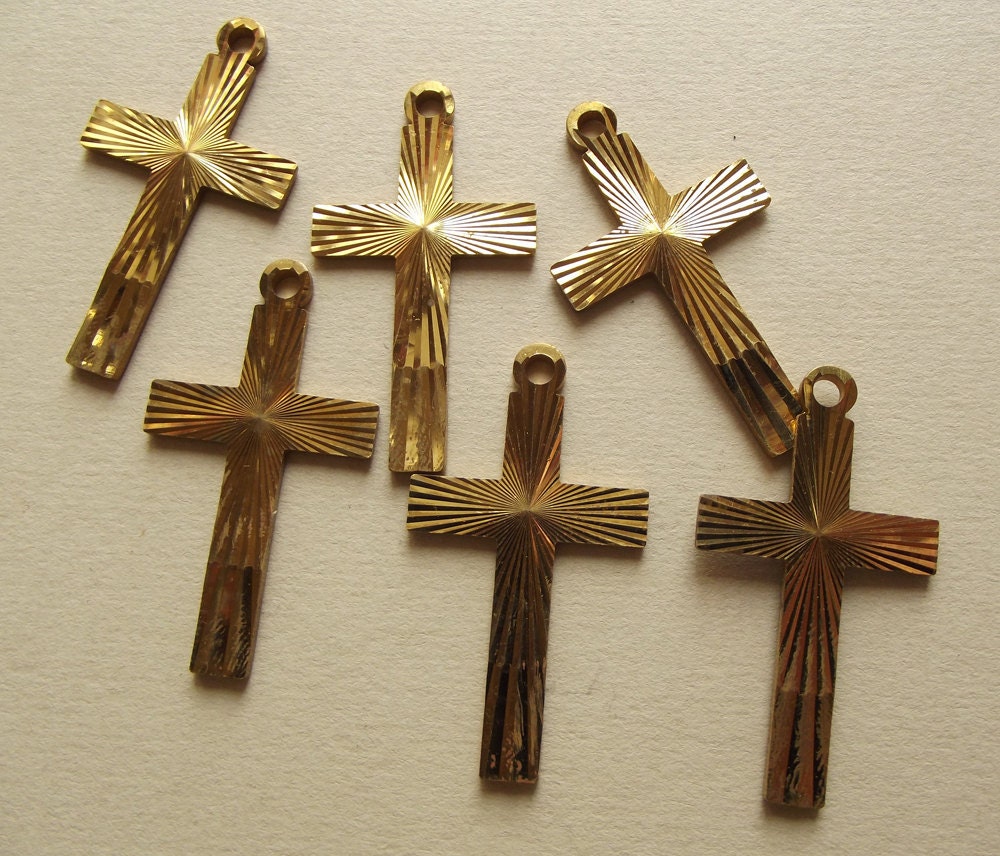 Vintage large lasered cross charms