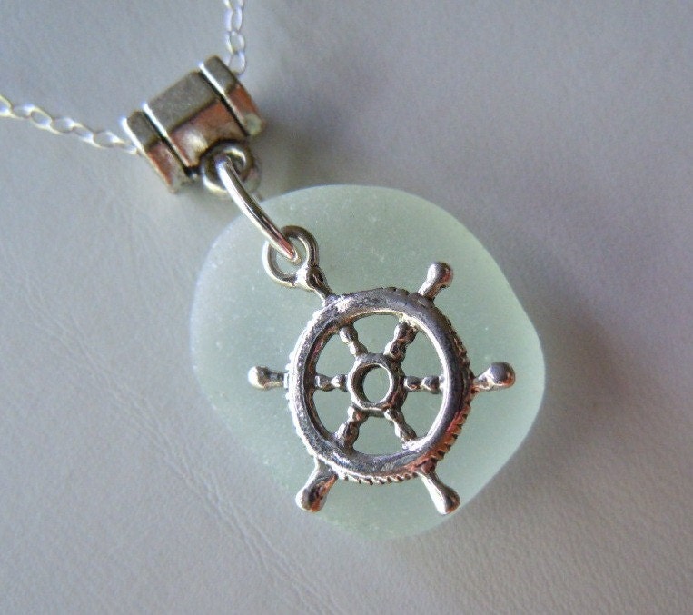 Sea Glass Necklace - Modern Jewelry  Sea Foam Beach Glass Necklace Jewelry