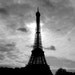 Eiffel Tower Silhouette, Paris Black and White Fine Art Photography, Matted to 11x14