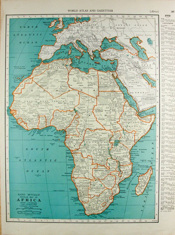 Take 50% Off - 1940 Africa - Antique United States World Map Home Decor
