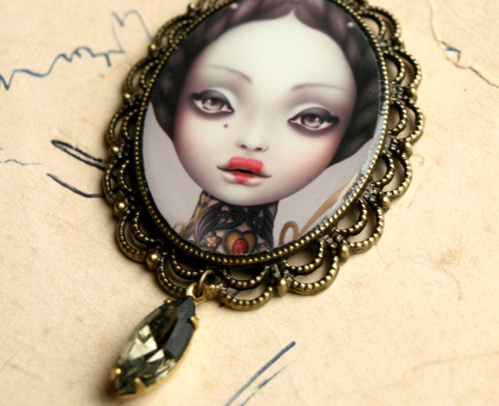 sweet Valentine. necklace with cameo. vintage inspired curiouser and curiouser art by KarolinFelix