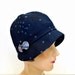 1920s Cloche in Inky Blue Linen with Vintage Shell Buckle