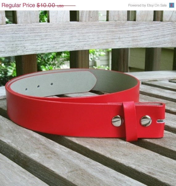 MAY SALE 31% OFF Belt Blank, belt strap 1.5 inch wide snap on Red leather large belt blank 38 inches