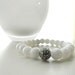 White Calcite and Pave Rhinestone Beaded Bracelet