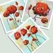 Poppy Art Prints - Red Flower Art - Whimsical Art Wall Decor - 3 Prints Set Signed
