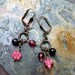 Dangle Earrings, Pink Earrings, Earrings, Brass Earrings