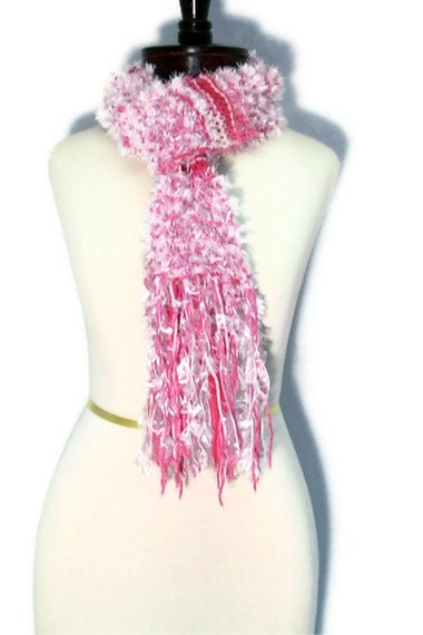 Knit Scarf Pink Peppermint Fluff