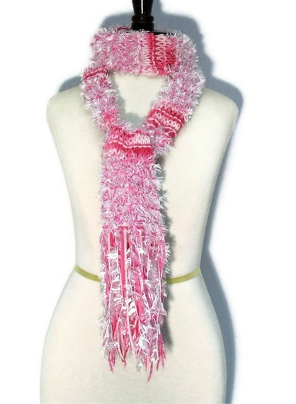 Knit Scarf Pink Peppermint Fluff