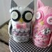 Owl Couple Cake Topper pink and gray