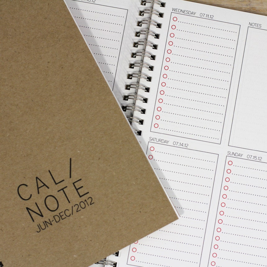 cal / note planner. black and red