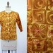 rustic 1960s cotton blouse / abstract floral print button down vintage top by christenfeld M L