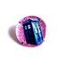 Blue Police Box Doctor Who Inspired Pin, Pink Glitter, Sparkly One-Inch Brooch Badge