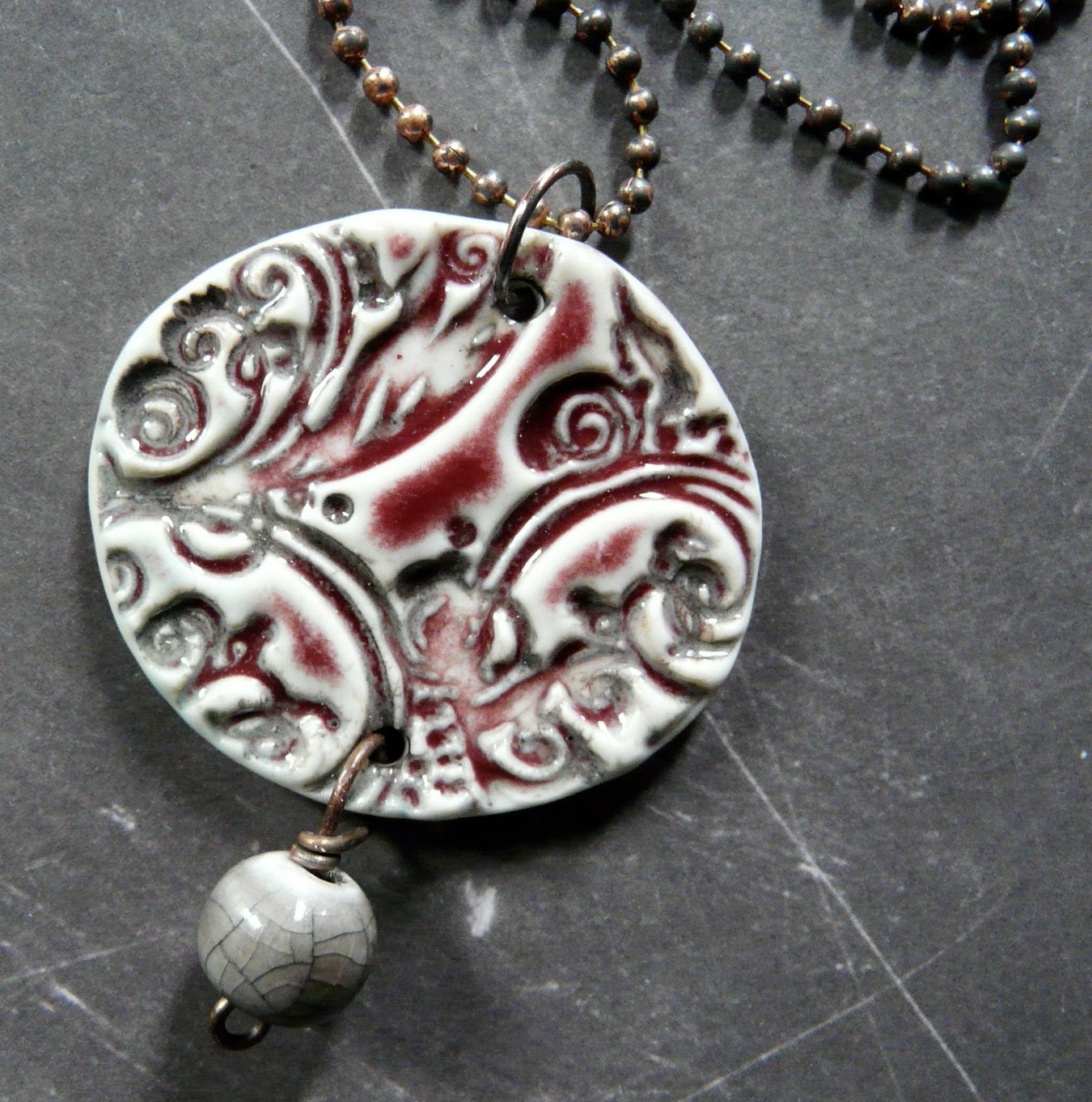 Porcelain Necklace - Flourish in Crimson