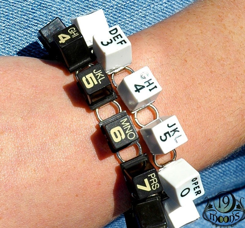 Vintage Phone-Key Bracelet by 19 Moons Unique Eco-Friendly 1970s Recycled Telephone BLACK ECO CHIC