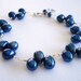 Royal Blue Pearl Bracelet - Blue Fresh Water Pearls, Sterling Silver